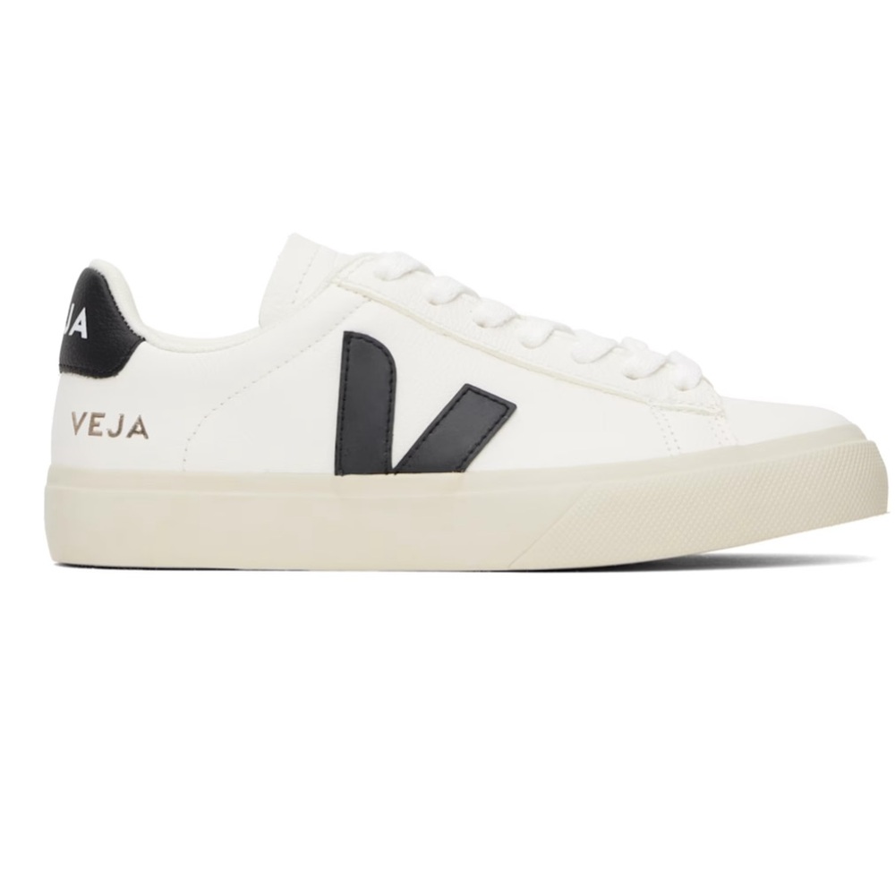 Veja White & Black Campo Leather Sneakers